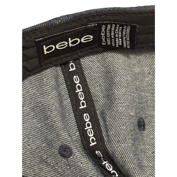 NWT Bebe Embellished Denim 100% Cotton Baseball Cap - Picture 7 of 9